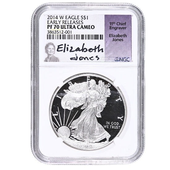 Certified Proof Silver Eagle 2014-W PF70 Ultra Cameo NGC Early Releases- 11