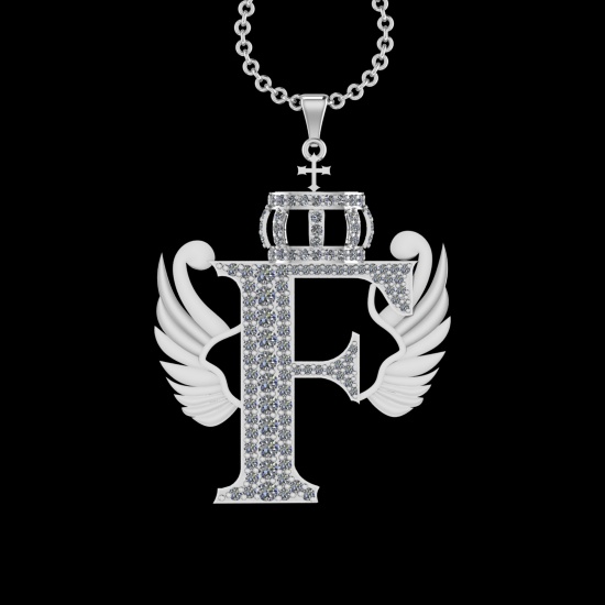 3.86 Ctw VS/SI1 Diamond Prong Set 18K White Gold Letter theme ( F) Necklace