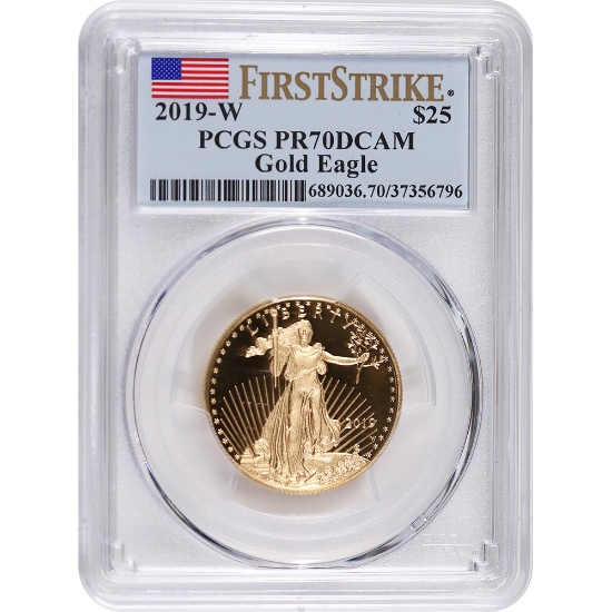 Certified American $5 Gold Eagle 2019-W PR70 PCGS First Strike