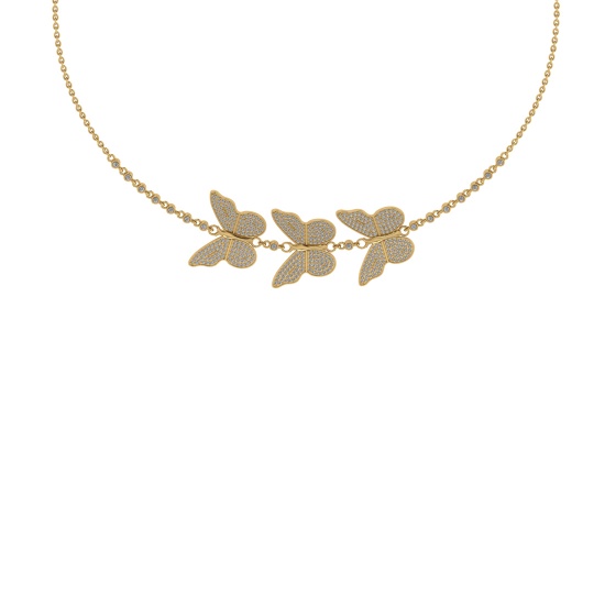 2.11 Ctw VS/SI1 Diamond 14K Yellow Gold Butterfly Pendant Necklace