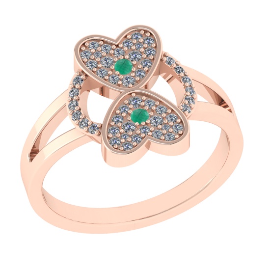 0.27 Ctw VS/SI1 Emerald and Diamond 14k Rose Gold Engagement Ring (ALL DIAM