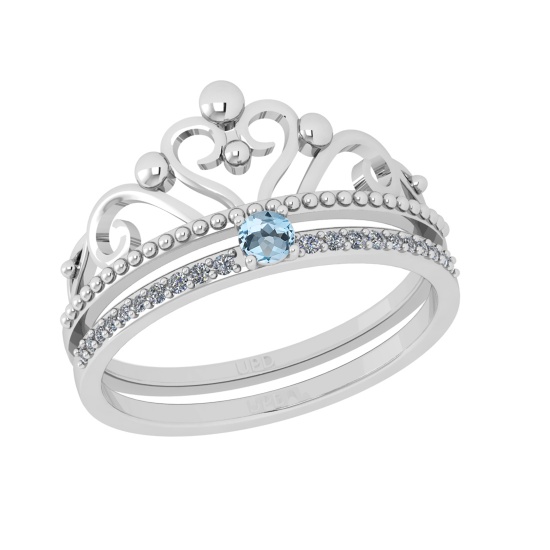 0.23 Ctw VS/SI1 Blue Topaz and Diamond Set 10K white Gold Engagement Ring (