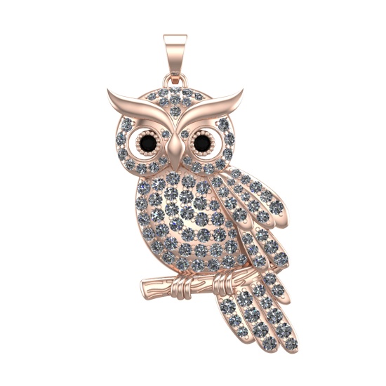 1.92 Ctw SI1/SI2 Diamond 14k Rose Gold Creature Pendant(ALL DIAMOND ARE LAB