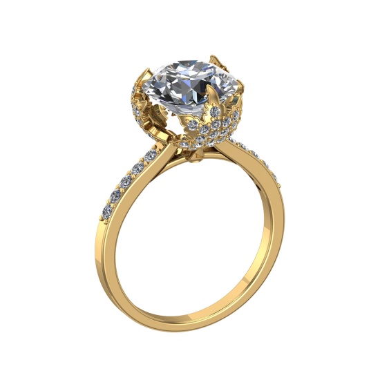 3.10 Ctw VS/SI1 Diamond 14K Yellow Gold Engagement Ring (ALL DIAMOND ARE LA