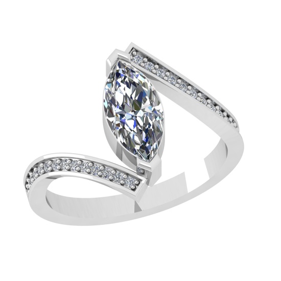 1.13 Ctw VS/SI1 Diamond 14k white Gold Engagement Ring (ALL DIAMOND ARE LAB