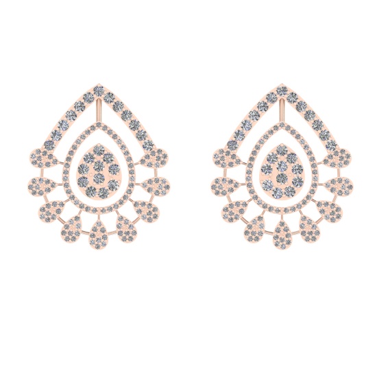 2.84 Ctw VS/SI1 Diamond Prong Set 14k Rose Gold Stud Earrings (ALL DIAMOND