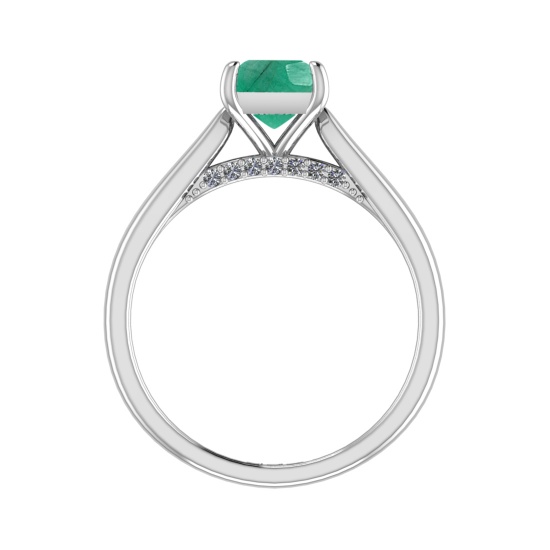 0.82 Ctw VS/SI1 Emerald and Diamond 14k white Gold Engagement Ring (ALL DIA