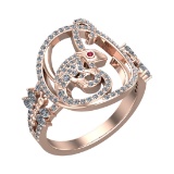 0.81 Ctw VS/SI1 Diamond 14k Rose Gold Creature theme Ring (ALL DIAMOND ARE