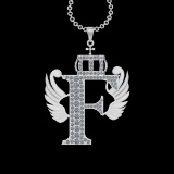 3.86 Ctw VS/SI1 Diamond Prong Set 18K White Gold Letter theme ( F) Necklace