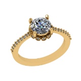 1.43 Ctw VS/SI1 Diamond 14k Yellow Gold Hiden Halo Engagement Ring (ALL DIA