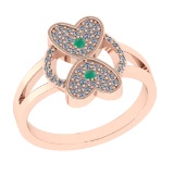 0.27 Ctw VS/SI1 Emerald and Diamond 14k Rose Gold Engagement Ring (ALL DIAM
