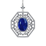 35.11 Ctw SI1/SI2 Tanzanite and Diamond 14k white Gold Pandant (ALL DIAMOND