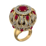17.72 Ctw VS/SI1 Ruby and Diamond 14k Yellow Gold Engagement Ring (ALL DIAM