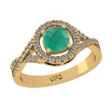 1.65 Ctw VS/SI1 Emerald and Diamond 14k Yellow Gold Engagement Ring (ALL DI