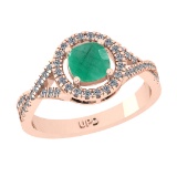 1.65 Ctw VS/SI1 Emerald and Diamond 14k Rose Gold Engagement Ring (ALL DIAM