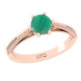 0.90 Ctw VS/SI1 Emerald and Diamond 14k Rose Gold Engagement Ring (ALL DIAM