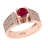 1.26 Ctw VS/SI1 Ruby and Diamond 14k Rose Gold Engagement Ring (ALL DIAMOND