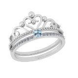 0.23 Ctw VS/SI1 Blue Topaz and Diamond Set 10K white Gold Engagement Ring (