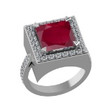 3.35 Ctw VS/SI1 Ruby and Diamond 14k white Gold Engagement Ring (ALL DIAMON
