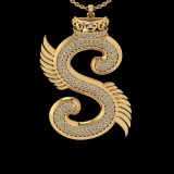 0.70 Ctw VS/SI1 Diamond Prong Set 18K Yellow Gold Letter theme ( S) Necklac
