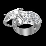 1.69 Ctw VS/SI1 Diamond Prong Set 10K white Gold Creature theme Ring (ALL D
