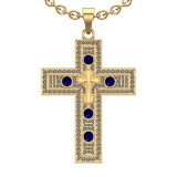 1.96 Ctw VS/SI1 Blue Sapphire and Diamond 14k Yellow Gold (ALL DIAMOND ARE