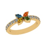 0.89 Ctw VS/SI1 Multi Sapphire and Diamond 14k Yellow Gold Engagement Ring