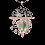 22.47 Ctw VS/SI1 Green Amethyst And Diamond 14K Rose Gold Necklace( ALL DIA