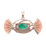 4.94 Ctw VS/SI1 Emerald and Diamond 14k Rose Gold Pandant (ALL DIAMOND ARE