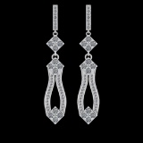 1.56 Ctw VS/SI1 Diamond 10K White Gold Dangling Earrings