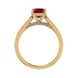 0.82 Ctw VS/SI1 Ruby and Diamond 14k Yellow Gold Engagement Ring (ALL DIAMO