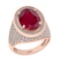 7.50 Ctw VS/SI1 Ruby And Diamond 14K Rose Gold Engagement Ring