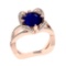 3.40 Ctw VS/SI1 Blue Sapphire and Diamond 14k Rose Gold Engagement Ring