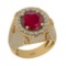 7.00 Ctw VS/SI1 Ruby And Diamond 14K Yellow Gold Engagement Ring