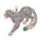 6.61 Ctw VS/SI1 Emerald and Diamond 14k Rose Gold creature theme panther Pe