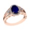 1.61 Ctw VS/SI1 Blue Sapphire and Diamond 14k Rose Gold Engagement Halo Rin