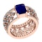 1.22 Ctw VS/SI1 Blue Sapphire And Diamond 14K Rose Gold Engagement Halo Rin