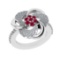 0.90 Ctw VS/SI1 Ruby and Diamond 14k white Gold Engagement Ring (ALL DIAMON