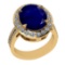 5.55 Ctw VS/SI1 Blue Sapphire And Diamond 14K Yellow Gold Engagement Ring