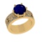 3.47 Ctw VS/SI1 Blue Sapphire and Diamond 14k Yellow Gold Engagement Ring (