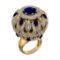17.72 Ctw VS/SI1 Blue Sapphire and Diamond 14k Yellow Gold Engagement Ring(