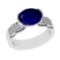 2.98 Ctw VS/SI1 Blue Sapphire And Diamond 14k White Gold Engagement Ring (A