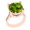 3.25 Ctw VS/SI1 Peridot And Diamond 14K Rose Gold Engagement Ring( ALL DIAM