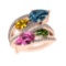 4.01 Ctw VS/SI1 Multi Sapphire and Diamond 14k Rose Gold Engagement Ring (A
