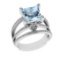 2.70 Ctw VS/SI1 Blue Topaz And Diamond 14K White Gold Engagement Ring( ALL