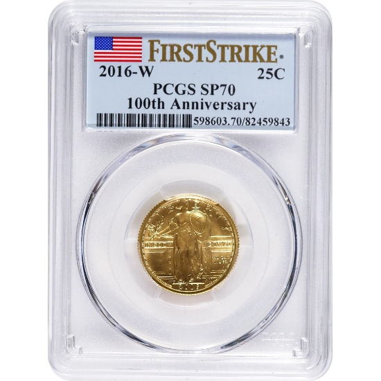 2016-W 1/4 oz Gold Standing Liberty Quarter Coin SP70 PCGS First Strike