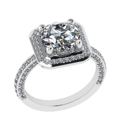 3.10 Ctw SI1/SI2 Diamond 14k white Gold Engagement Ring (ALL DIAMOND ARE LA