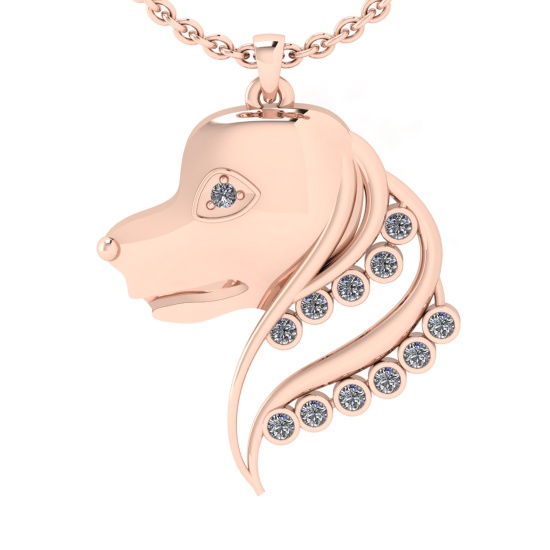 0.42 Ctw SI2/SI1 Diamond 14k Rose Gold Pendant (ALL DIAMOND ARE LAB GROWN)
