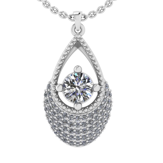 0.80 Ctw VS.SI1 (ALL DIAMOND ARE LAB GROWN ) Diamond 14k white Gold Necklac