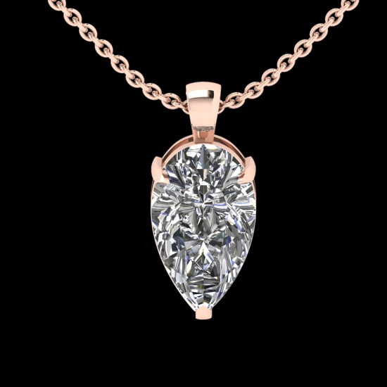 3.58 Ctw VS/SI1 Diamond Style 14 K Rose Gold Solitaire Necklace(ALL DIAMOND